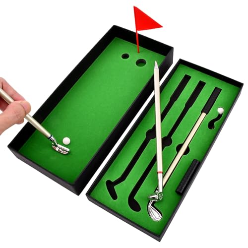 Golf Pen Set with Mini Green & Flag - Desk Golf Putting Game, Office Gift