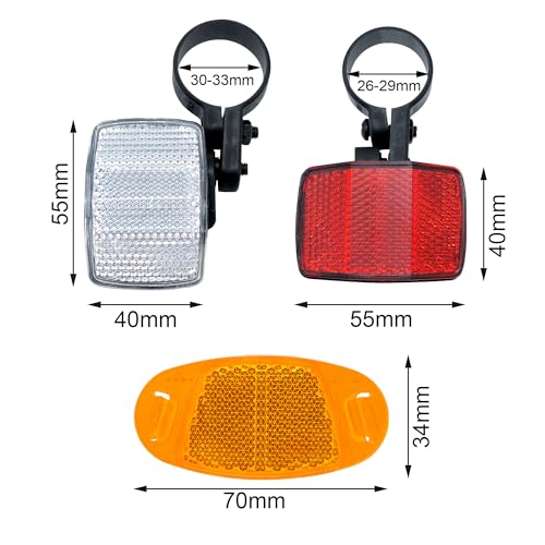 Bicycle Reflectors Kit - 6PCS Front & Rear Warning Reflectors
