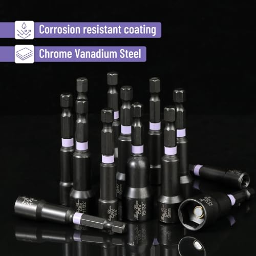 Bates Choice Magnetic Nut Driver Set, 20pc, Metric & SAE, 5-13mm, 3/16"-1/2", Hex Nut Driver Set with Storage Bag