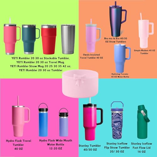 Bow Silicone Boot Sleeve for Stanley Quencher & Hydro Flask - Glitter Pink