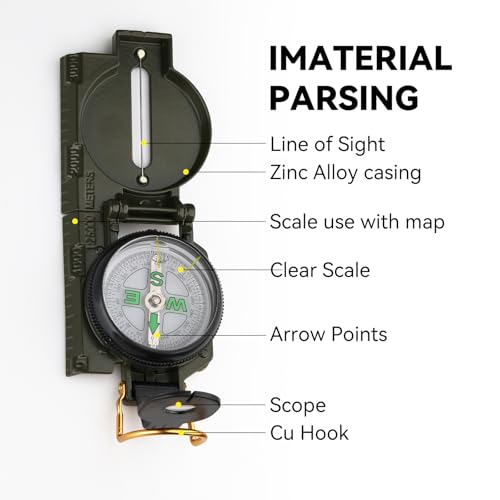 Military Grade Navigation Compass - Waterproof & Luminous Features