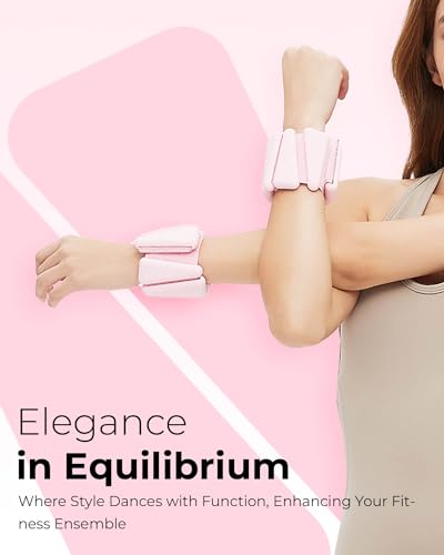 KURE.FIT Pink 1LB Pilates Wrist & Ankle Weights – Adjustable, Wearable