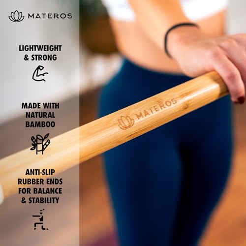 5ft Bamboo Yoga Stick - Lightweight Mobility Tool for Stretching, Balance & Therapy