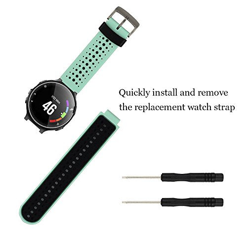 Silicone Replacement Watch Band for Garmin Forerunner 235 - Teal/Black