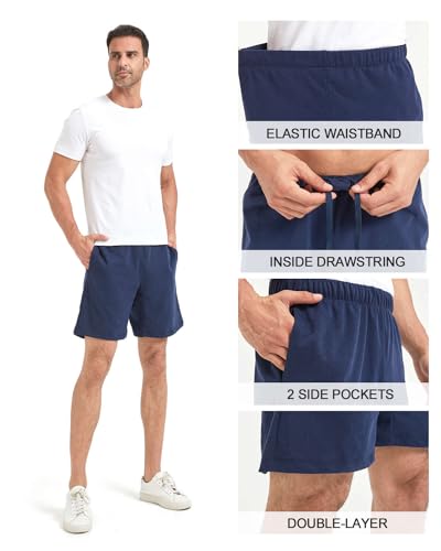 Liloak Men's Cotton Shorts Multipack 5 Pack, 7-Inch Inseam, Lounge & Athletic