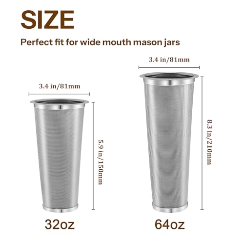 YMMIND 1 Quart Stainless Steel Cold Brew Coffee Filter for Wide Mouth Mason Jars