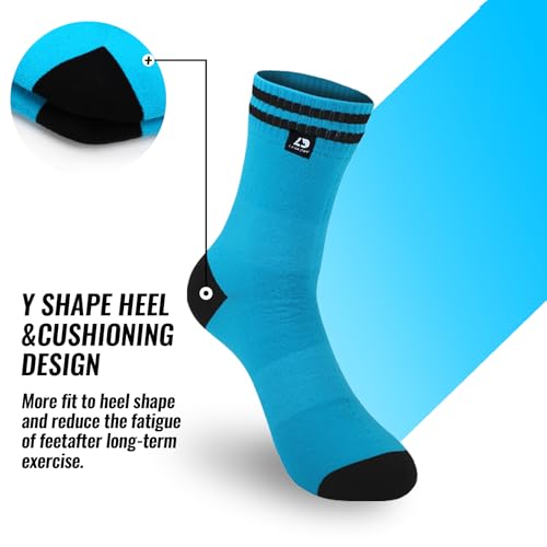 LEAKDRY Small Blue-Black Waterproof Hiking Socks - Unisex 3-Layer Windproof Breathable Outdoor Gear