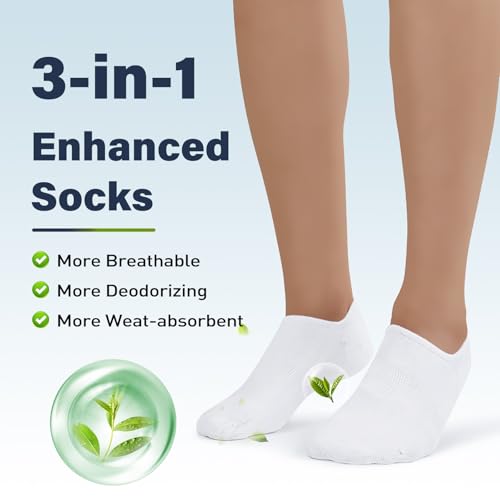 SIXDAYSOX No Show Socks Men 6/8 Pack Cotton Ankle Socks Size 10-13/13-15 (6 White) - 13-15 Variation Included