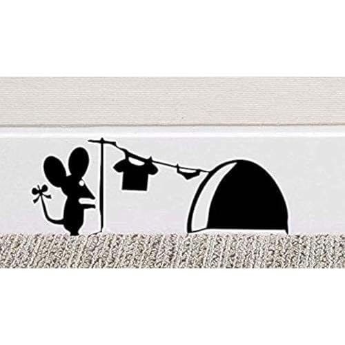 2pcs Wall Decals Black Cartoon Mouse Hole Pattern Wall Sticker Decor Art Mural Baby Nursery Room