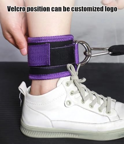 Padded Ankle Strap for Cable Machines - Adjustable Fitness Cuff - Purple