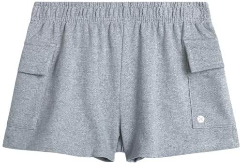 Girls Fleece Cargo Sweat Shorts with Pockets - Size 5-6, Grey