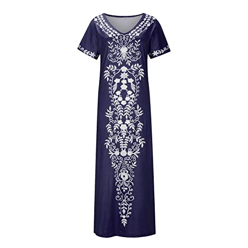 Embroidery V Neck Short Sleeve Women's Swim Cover Up Dress
