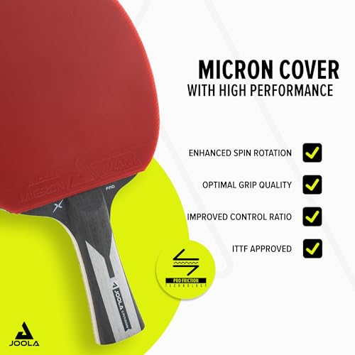 JOOLA Carbon X Pro Ping Pong Paddle – ITTF Pro Rubber, Ergo Grip, Red, Single