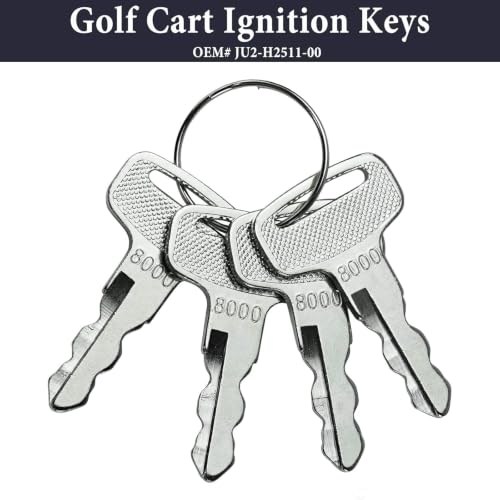 4PCS Golf Cart Ignition Keys Set with Keychains - JU2-H2511-00