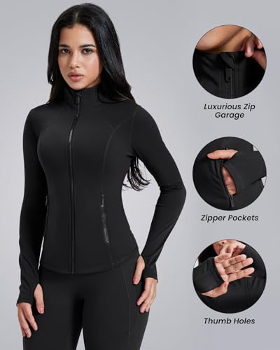 Lightweight Women's Athletic Zip Up Jacket with Pockets