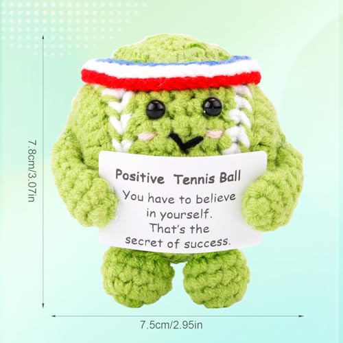 Cute Crochet Positive Tennis Ball with Inspirational Card