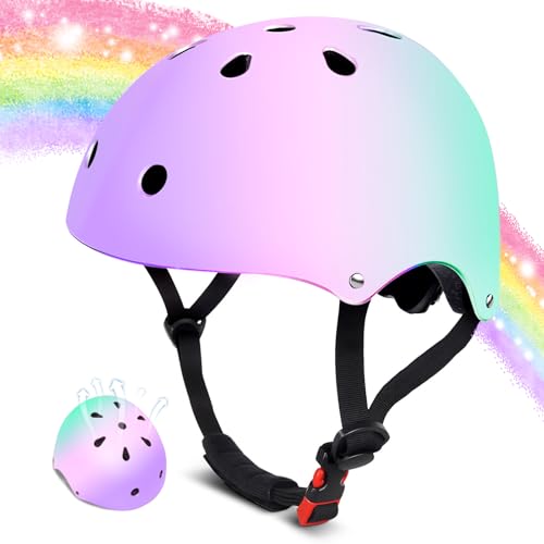 Kids Bike Helmet - Multi-Sport Protection for Ages 2-14 - Purple, Pink, Green