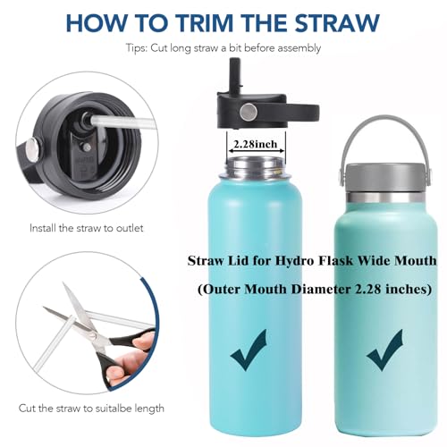 lids with Straw for Hydroflask Wide Mouth Water Bottle 32oz 40oz,