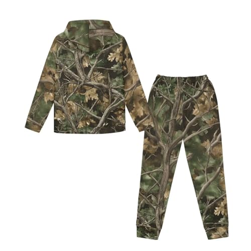 Kids Hoodie and Sweatpants Set Boys Girls 4-12 Years Camo Hunting Variation