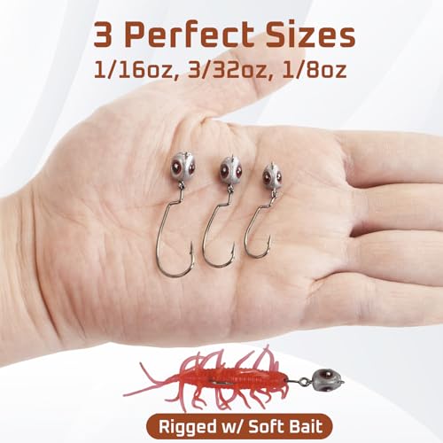PBWILD 30/10Pcs Swimbait Jig Heads Assorted Sizes for Bass & Walleye - Texas Rig Compatible