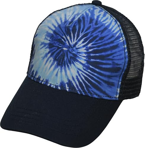 Tie Dye 5-Panel Trucker Hat - Blue Ocean Snapback Cap