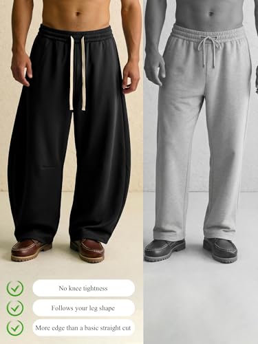 JEMLDL Men's Black Baggy Sweatpants Small Wide Leg Drawstring Elastic Waist