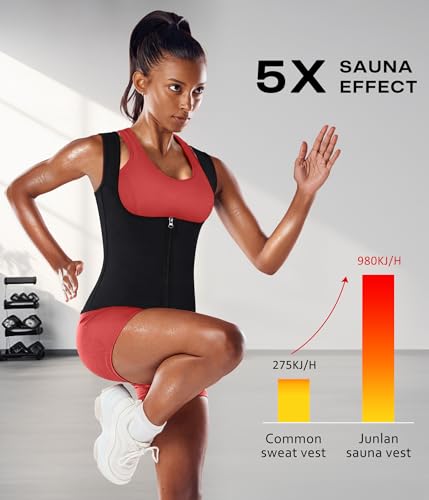 Waist Trainer Sauna Suit for Women - Sweat Vest Trimmer, Large Blue