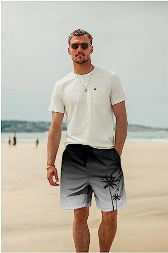 Men's Hawaiian Swim Trunks with Quick Dry Mesh Lining - 8 Inch Inseam