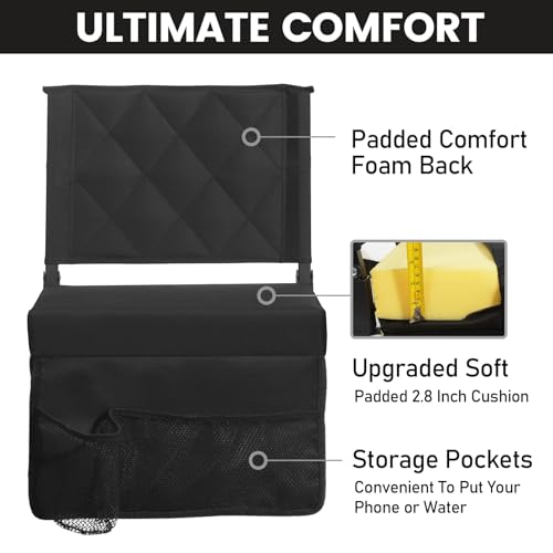 Portable Stadium Seat with Back Support & Cushion, Lightweight Bleacher Chair
