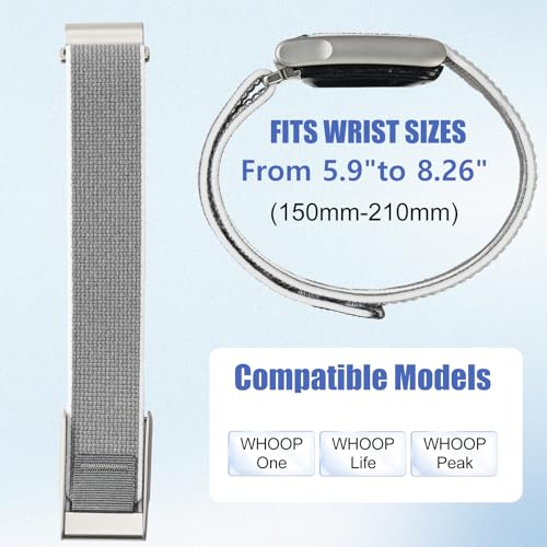 Nylon Light Gray Sport Band Compatible with Whoop 5.0 Fitness Tracker Strap