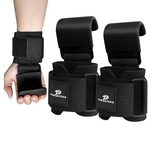 Weight Lifting Hooks with Wrist Straps - Black