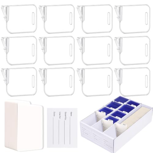 12 Card Box Dividers with 100 Labels & 10 Stickers - Trading Card Organizers