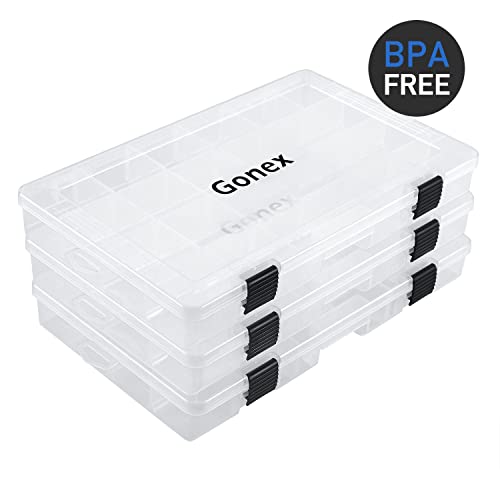 Gonex 3-Pack 3700 Fishing Tackle Trays with Adjustable Dividers, 14x8.66x1.85"