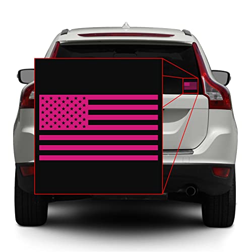 American Flag Vinyl Decal Sticker - 5in x 2.8in Matte Hot Pink