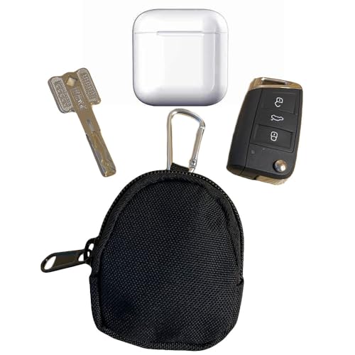 Imeisuit 2-Pack Tactical Coin Purse Key Bag - 1000D Nylon Mini EDC Organizer (Black, 2pcs)