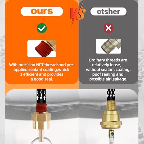 2PCS Air Tank Drain Valve Plug Fitting 1/4" NPT with 60" Cable Valve, Air Brake Reservoir Air Compressor Drain Valve For Semi Trucks