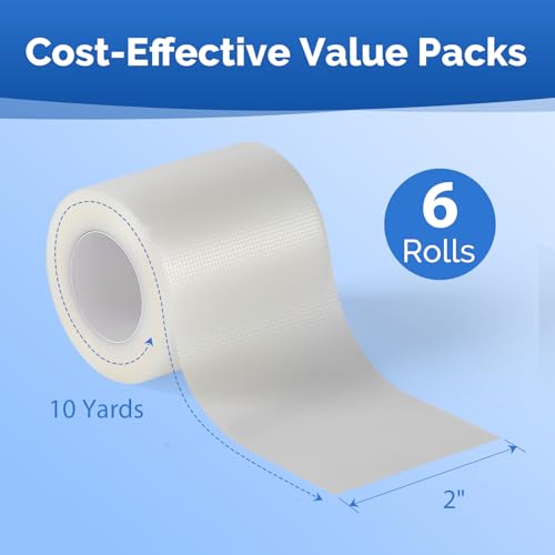 Transparent Surgical Tape - 6 Rolls, 2" x 10 Yards, Latex-Free