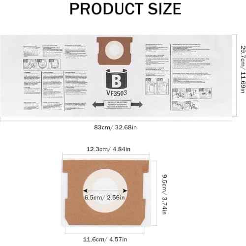 VF3503 Shop Vac Bags for Ridgid 5 to 10 Gallon Wet Dry Vacuums -6Pack Vacuum Bags Replacement for WD5500, VAC5000, WD0670, WD6425, HD0918, WD0970, WD0975, WD1060, 50328/1000RV, WD10220
