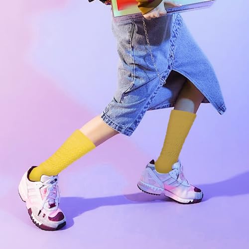 Slouch Socks for Women - Extra Long Knee High Socks - Yellow