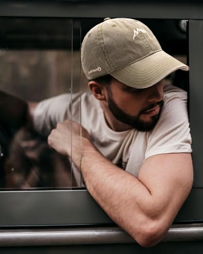 FURTALK Khaki Washed Denim Mountain Embroidery Baseball Cap - Distressed Hat