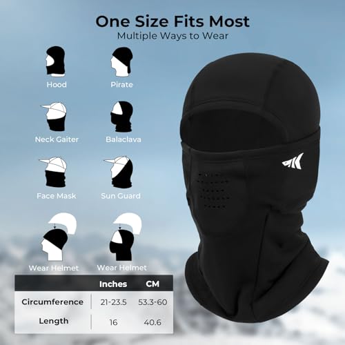 KastKing Mountain Mist Winter Balaclava Face Mask for Men & Women, One Size, Black