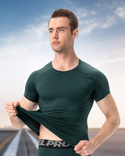 Men's Compression Shirt Short Sleeve Athletic Gym Workout Base Layer