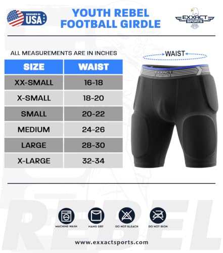 Rebel 5-Pad Youth Football Girdle with Cup Pocket | Lightweight