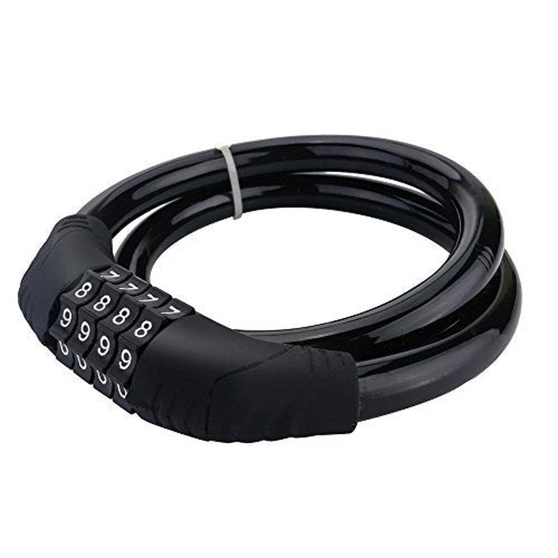 Sanwo Security Bike Lock 4 Digit Resettable Combination Cable Lock for Bicycle, 2 Feet x 1/2 Inch (Black)