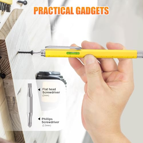 6-in-1 Multi Tool Pen with Stylus, Screwdriver & Level - Yellow
