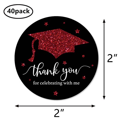 Graduation Thank You Stickers 2in - 40-Pack Congrats Party Favor Labels