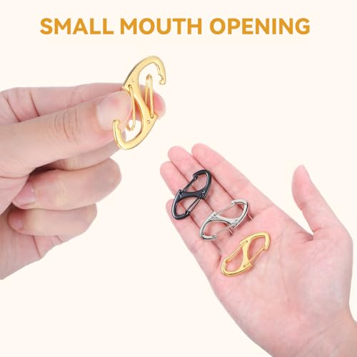 Mini Metal Carabiner Clips - 15 Pack Dual Wire Gate Hooks