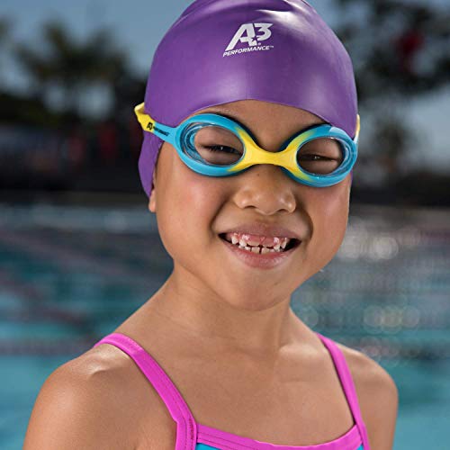 A3 Flex Youth Swim Goggles Purple/Pink - Leak-Free Kids Swimming Goggles with Easy Adjust Straps