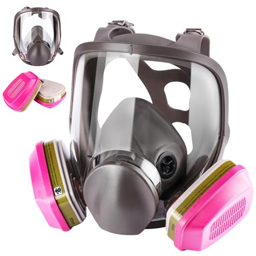Full Face Respirator Mask with 60926 Filters - Reusable 6800 Full Face Gas Mask Survival Nuclear and Chemical for Spray Paint, Epoxy Resin, Polishing, Sanding, Welding