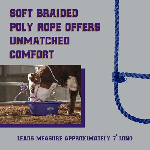 Braided Poly Rope Cattle Halter - Adjustable Blue, One Size